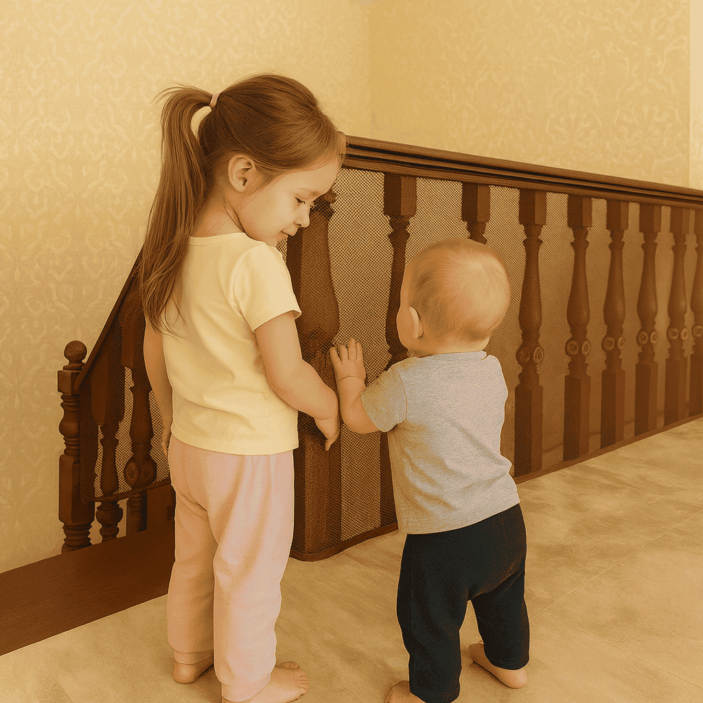 barriere-escalier-enfants-pres-de-filet-protection-interieur-maison-securisee-douce-veille