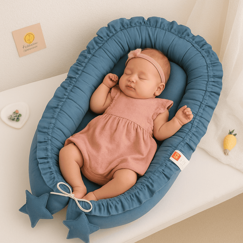 reducteur-de-lit-bebe-couleur-bleue-bebe-fille-endormie-et-oreille-calinid