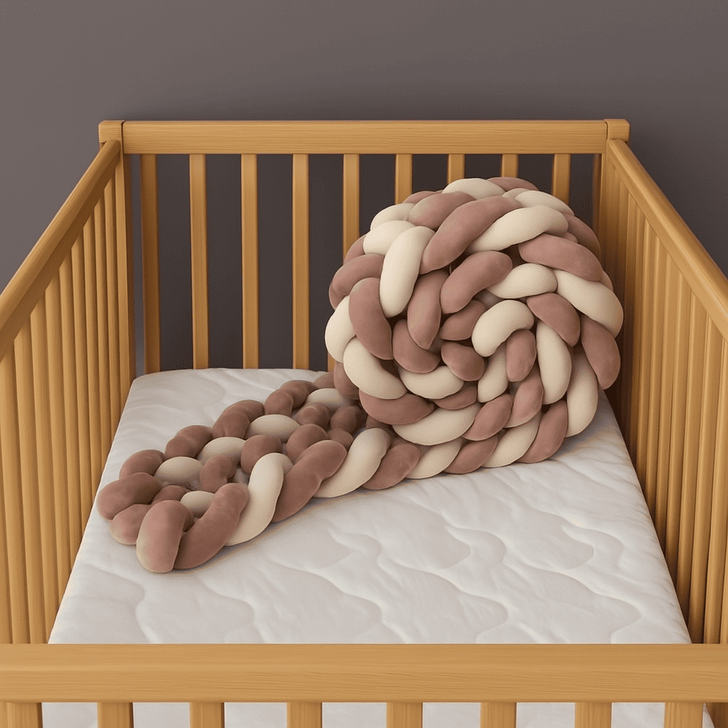 tour-de-lit-tresse-3m-de-couleur-vieux-rose-beige-dans-berceau-en-bois-avec-matelas-blanc-tisse-avec-six-brins-moncalin