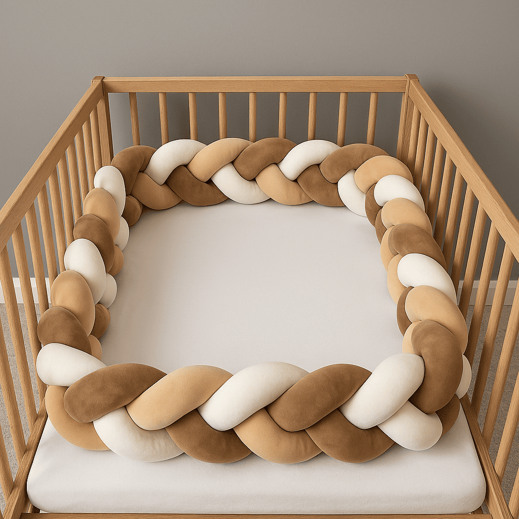 tresse-de-lit-marron-beige-blanc-dans-berceau-nuance