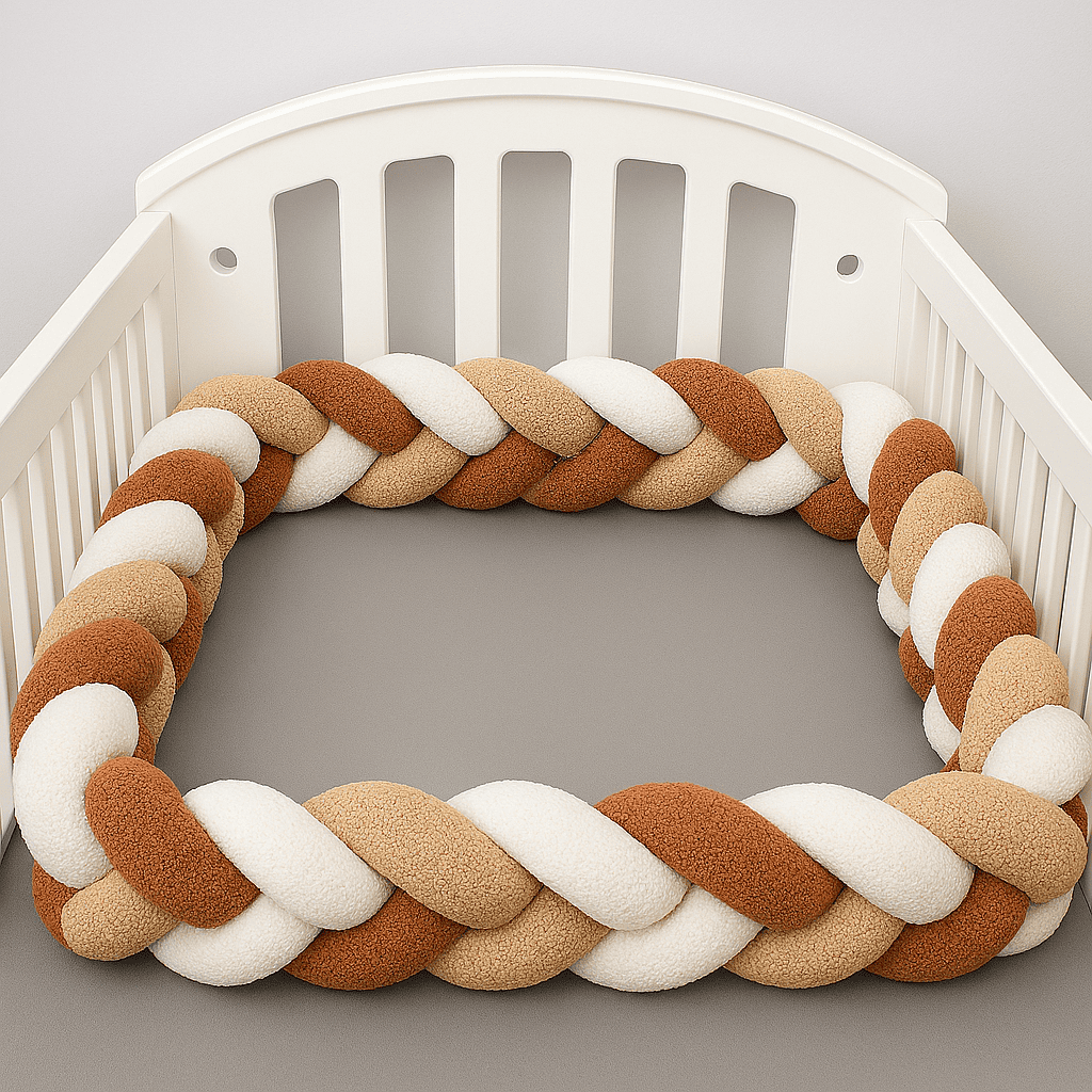 tresses-de-lit-bebe-brun-beige-blanc-dans-lit-de-couleur-blanc-bim