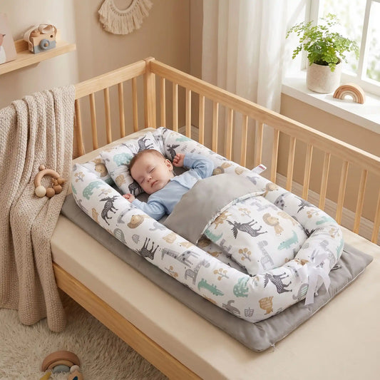 reducteur-de-lit-gris-bebe-dormant-dans-berceau