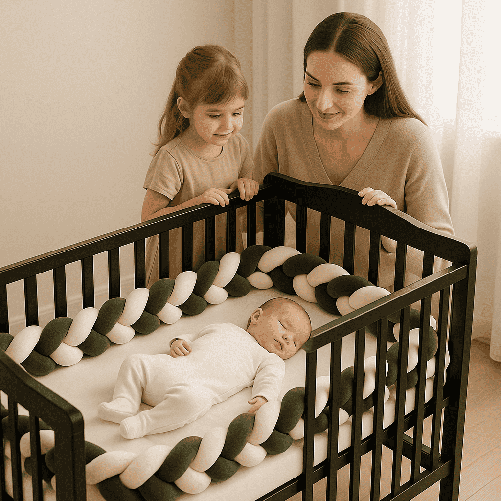 tresse-de-lit-bebe-lit-noir-sommeil-bebe-presence-maman-et-fille-qui-observent-bebe-serein