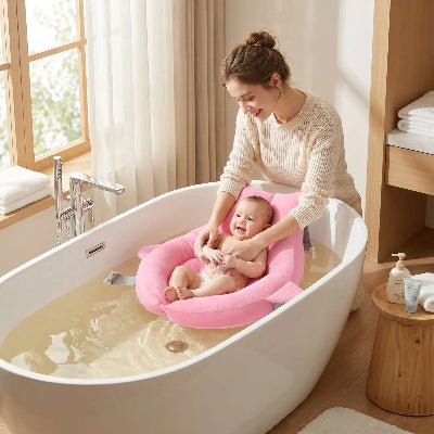 baignoire-bebe-pliable-bain-securise-support-rose-confort-bebe-moment-doux-cocon-d-eau