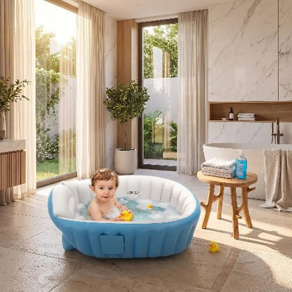 baignoire-bebe-pliable-sur-pied-bain-luxe-fenetre-panoramique-canard-tabouret-lueur-bleue