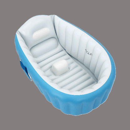 baignoire-bebe-pliable-sur-pied-gonflable-bleue-blanche-coussin-appui-tete-lueur-bleue