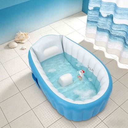baignoire-bebe-pliable-sur-pied-gonflable-bleue-coquillages-theme-ocean-jouet-lueur-bleue