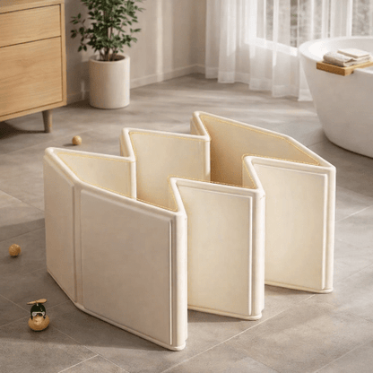 baignoire-bebe-pliable-sur-pied-repliee-compacte-gain-place-rangement-facile-halo-d-eau