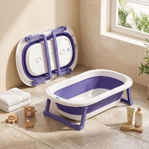 baignoire-pliable-pour-bebe-baignoire-bleue-pliante-accessoires-bain-serviettes-jouets-refuge-d-eau