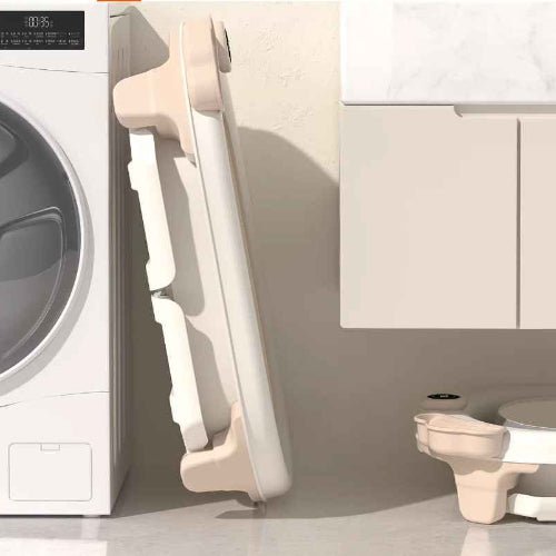 baignoire-pliable-pour-bebe-beige-rangement-vertical-mur-machine-laver-tabouret-serenite-bleutee
