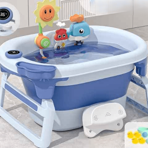 baignoire-pliable-pour-bebe-bleue-jouets-baleine-soleil-thermometre-tabouret-serenite-bleutee