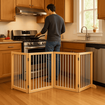 barriere-en-bois-escalier-cuisine-personne-cuisson-protection-enfant-interieur-kidsecure