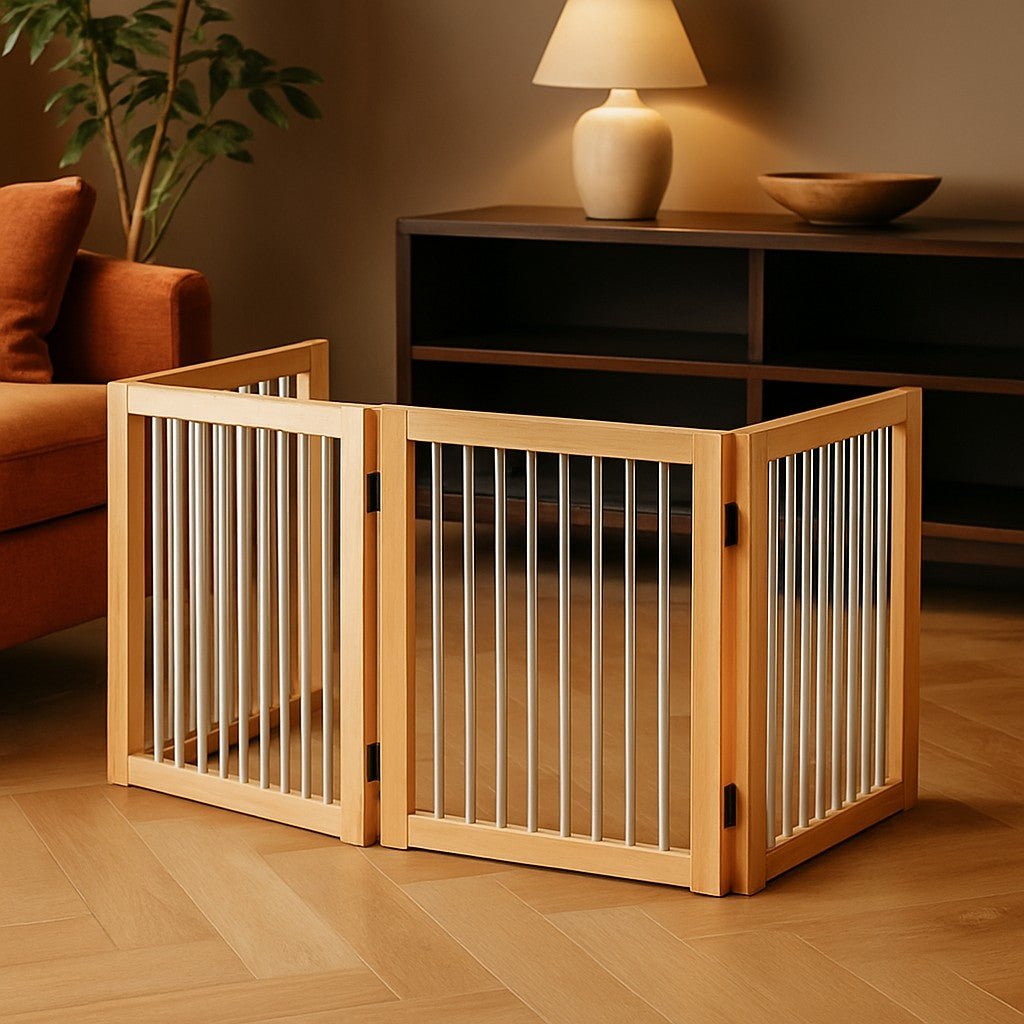 barriere-en-bois-escalier-salon-chic-sol-parquet-console-lampe-kidsecure