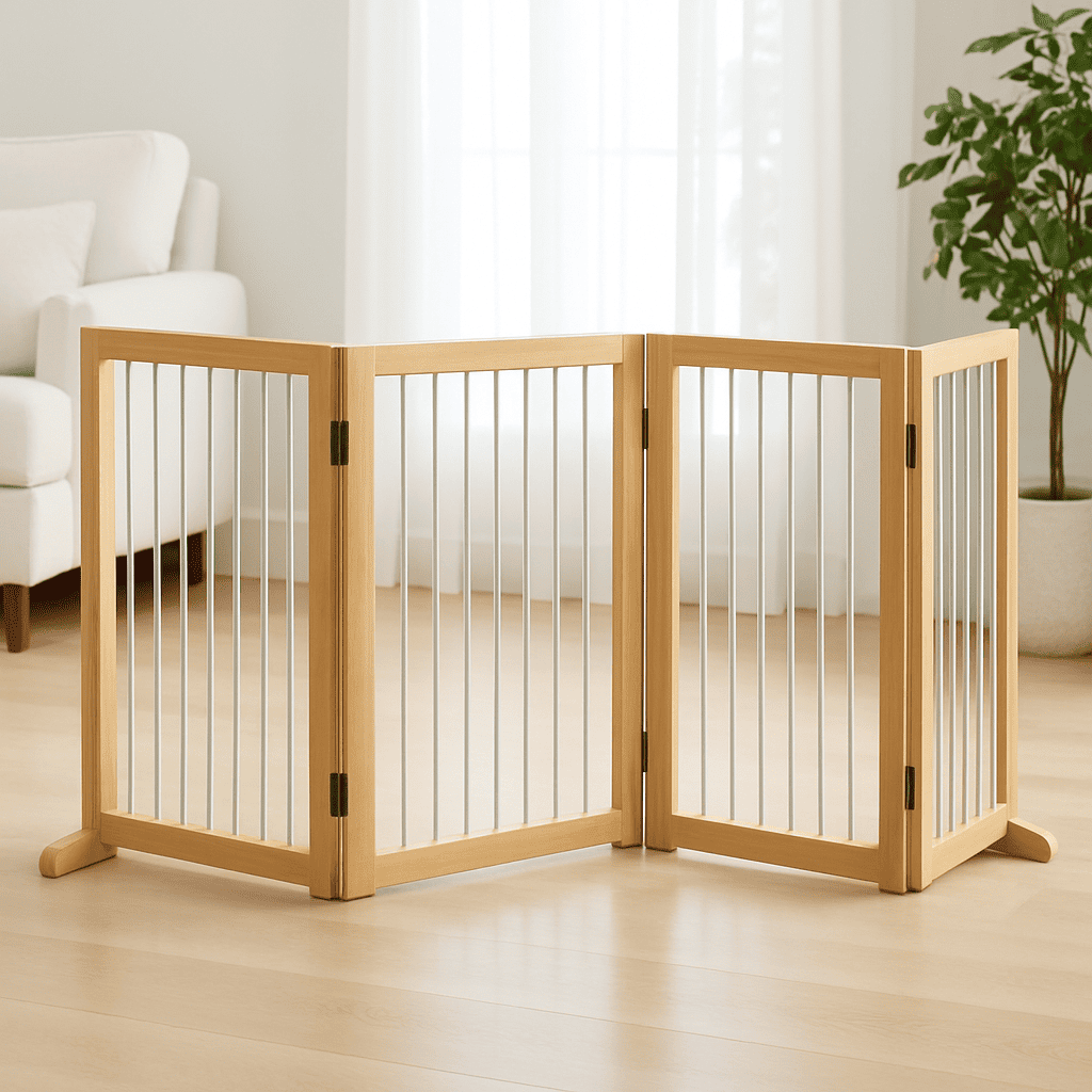 barriere-en-bois-escalier-structure-pliable-quatre-panneaux-blancs-interieur-lumineux-securite-kidsecure