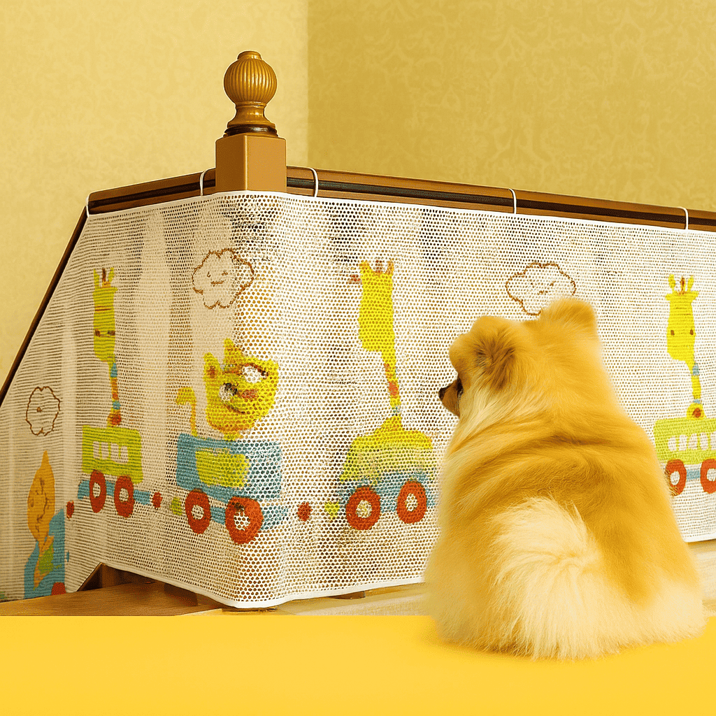 barriere-escalier-illustration-train-coloriage-protection-maison-chien-assis-devant-acces-doux