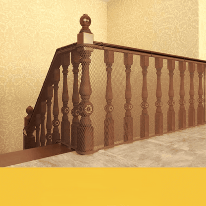 barriere-escalier-pour-enfant-filet-marron-decoratif-interieur-maison-securite-enfant-douce-veille