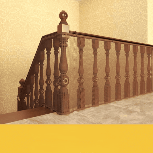 barriere-escalier-pour-enfant-filet-marron-decoratif-interieur-maison-securite-enfant-douce-veille