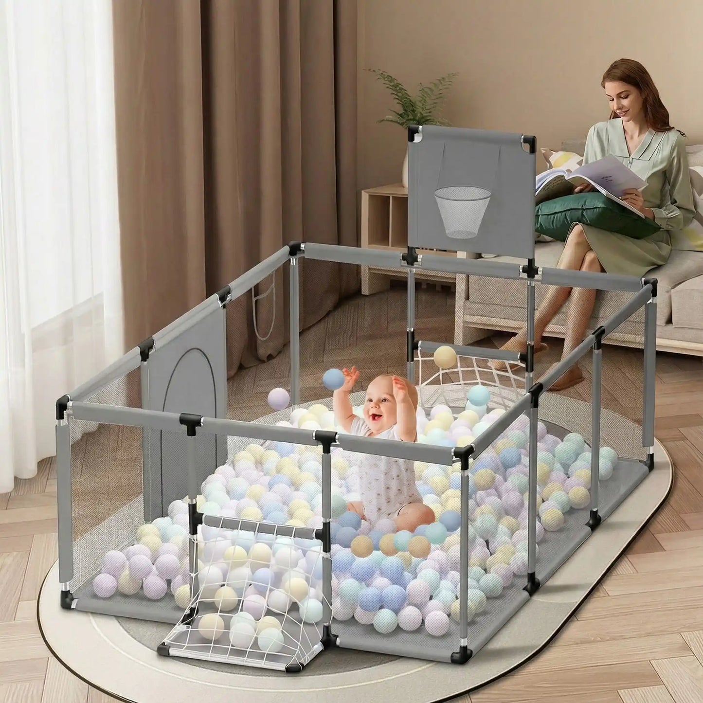 barriere-parc-bebe-modulable-bassin-balles-pastel-jeu-interieur-parent-enfant-calin-serein