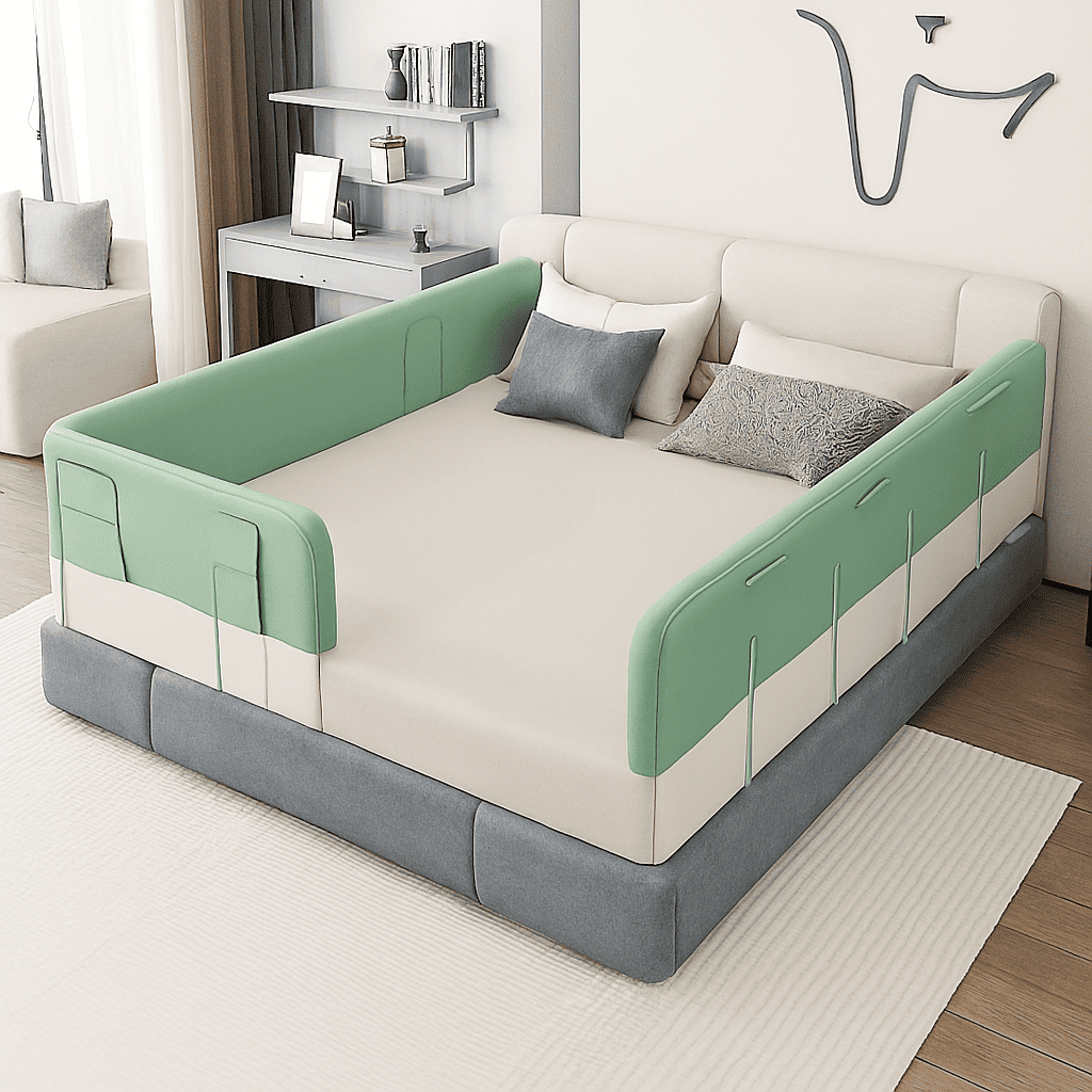 barriere-pour-bebe-vert-autour-du-lit-lunedeco