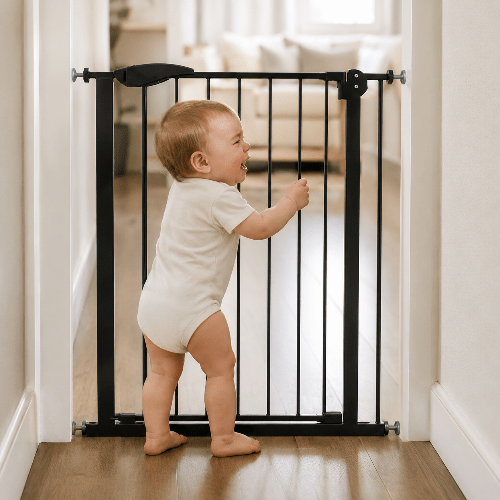 barriere-protection-enfant-bebe-pleure-agrippe-grille-noire-dans-couloir-barriere-velours