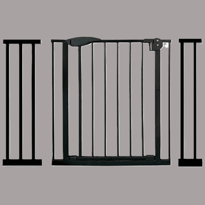 barriere-protection-enfant-grille-metallique-noire-extensible-avec-rallonges-couloir-barriere-velours
