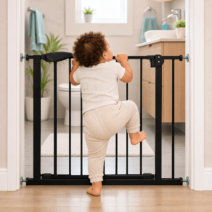 barriere-protection-enfant-grille-metallique-noire-extensible-avec-rallonges-salle-de-bain-barriere-velours