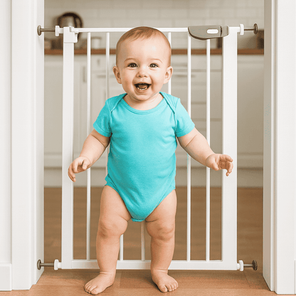 barriere-securite-enfant-bebe-devant-barriere-de-securite-blanche-devant-cuisine-la-protection