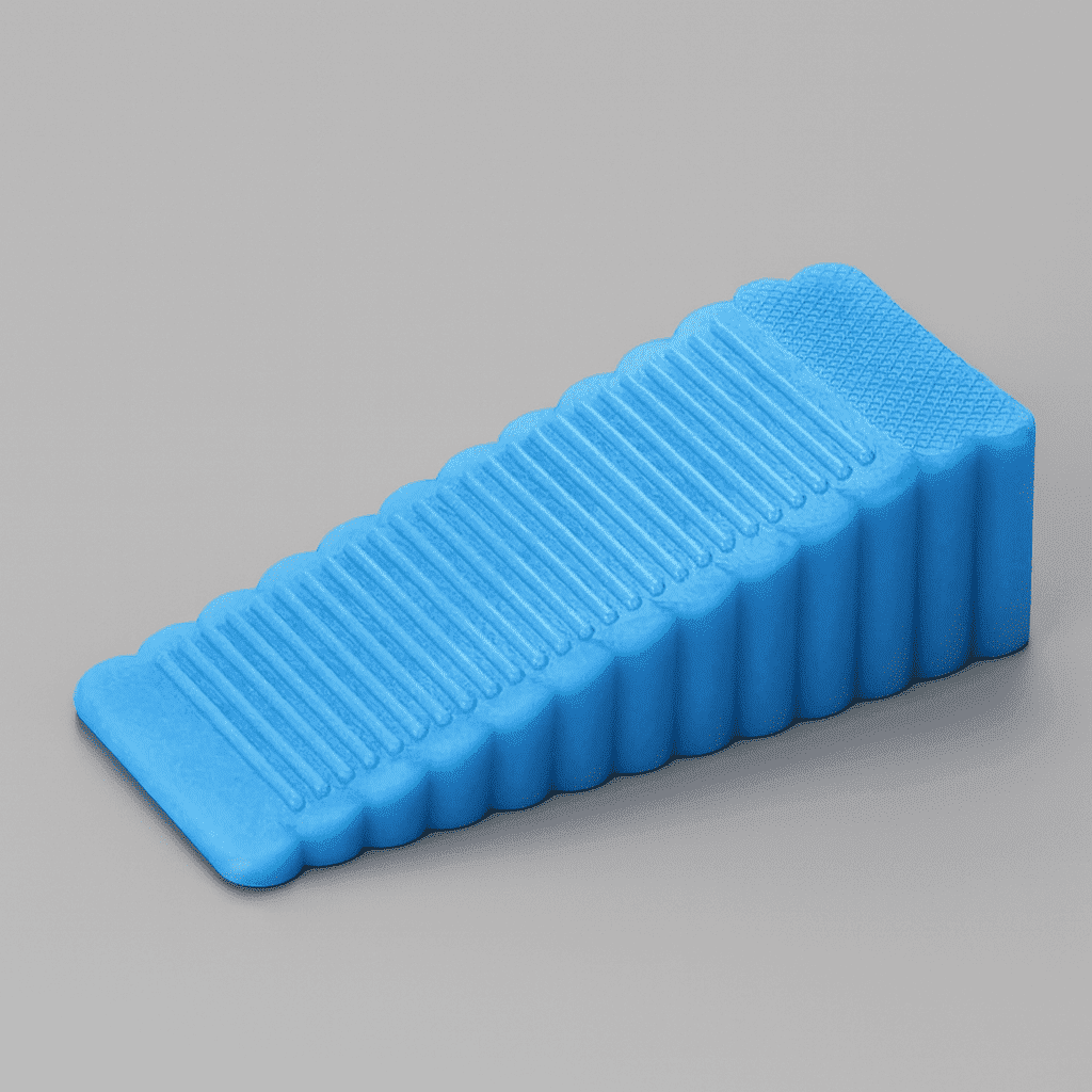 bloque-porte-bleu-caoutchouc-antiderapant-rainures-stabilite-design-trapeze-couleur-protect