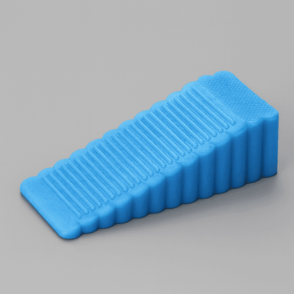 bloque-porte-bleu-caoutchouc-antiderapant-rainures-stabilite-design-trapeze-couleur-protect