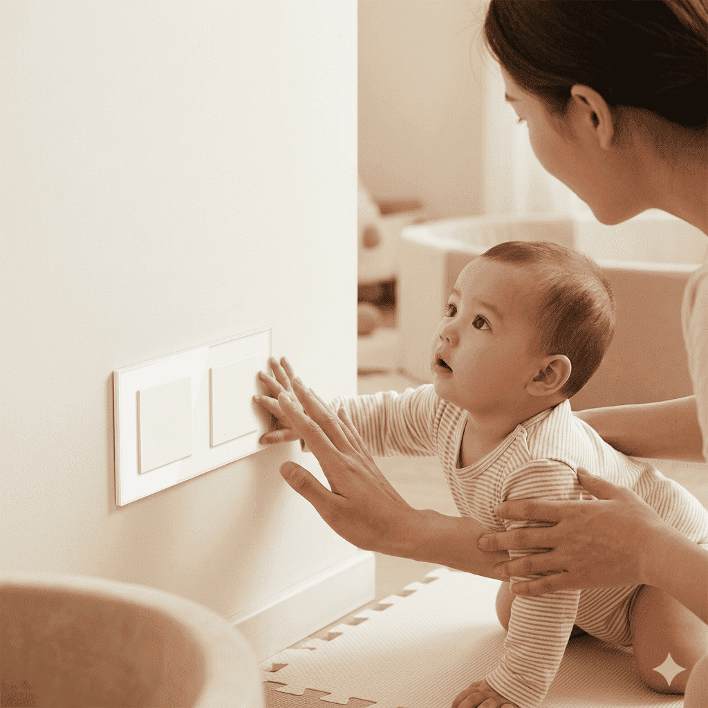 cache-prise-bebe-adulte-retient-bebe-curieux-pres-de-la-prise-dans-salle-jeucocon-electrique