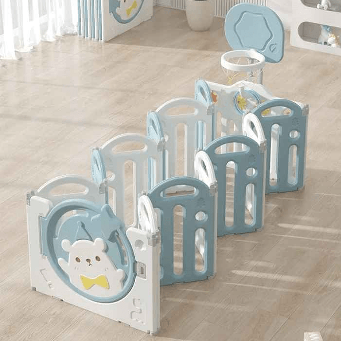 parc-barriere-bebe-modulable-bleu-blanc-jeu-interieur-securise-enfant-tendre-mur