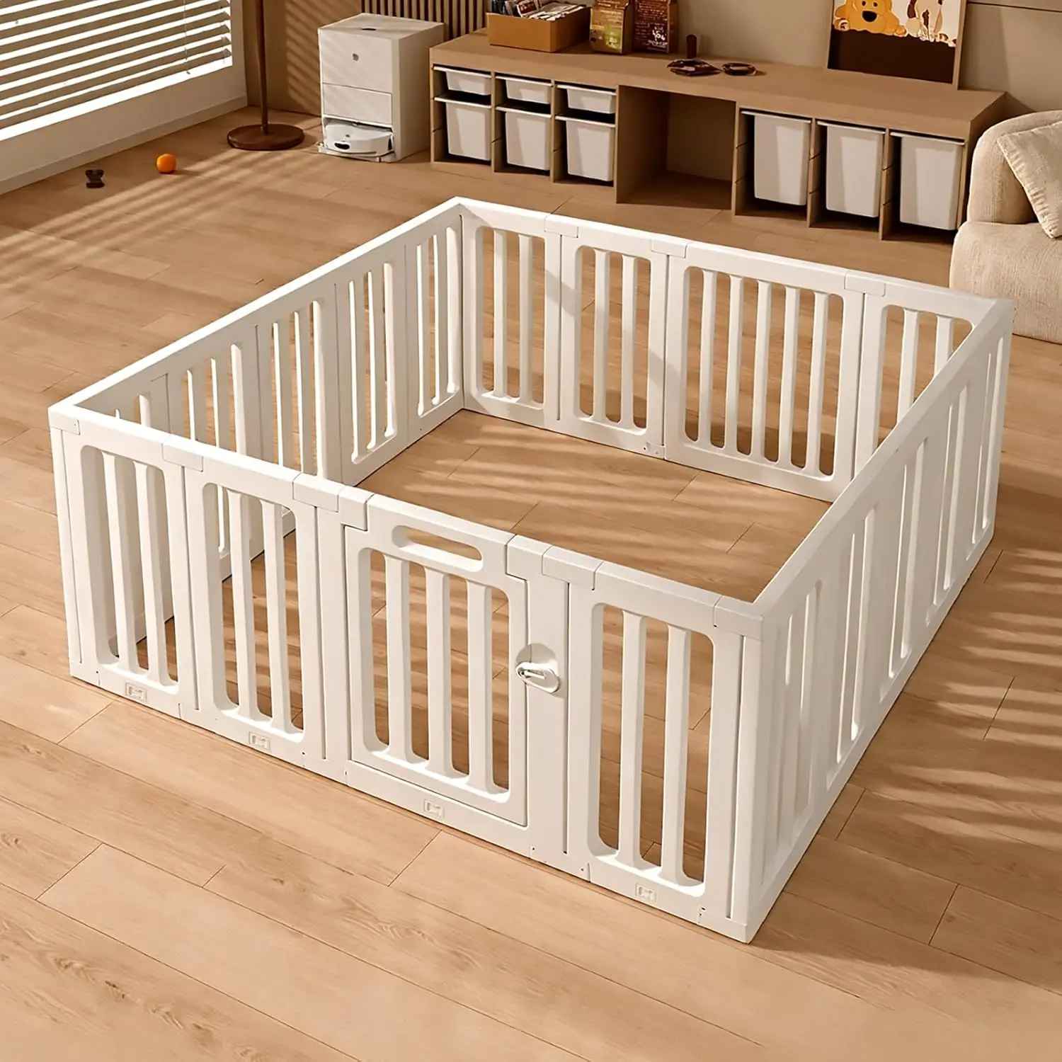 parc-barriere-bebeenclos-plastique-blanc-carre-securite-enfant-salon-lumineux-nestcare