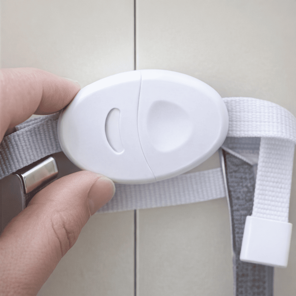 placard-de-securite-bebe-main-ouvrant-loquet-blanc-de-meuble-plume-protectrice