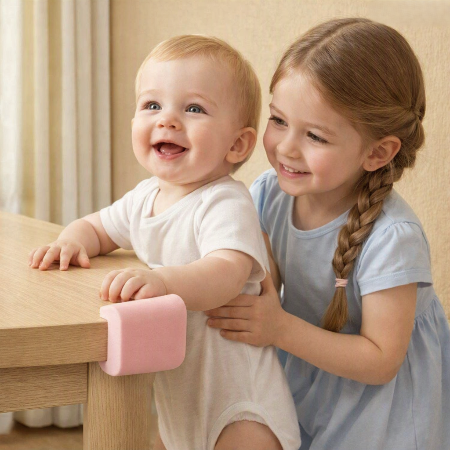 protecteur-de-coin-de-table-rose-bebe-soeur-debout-salon-table-sereine