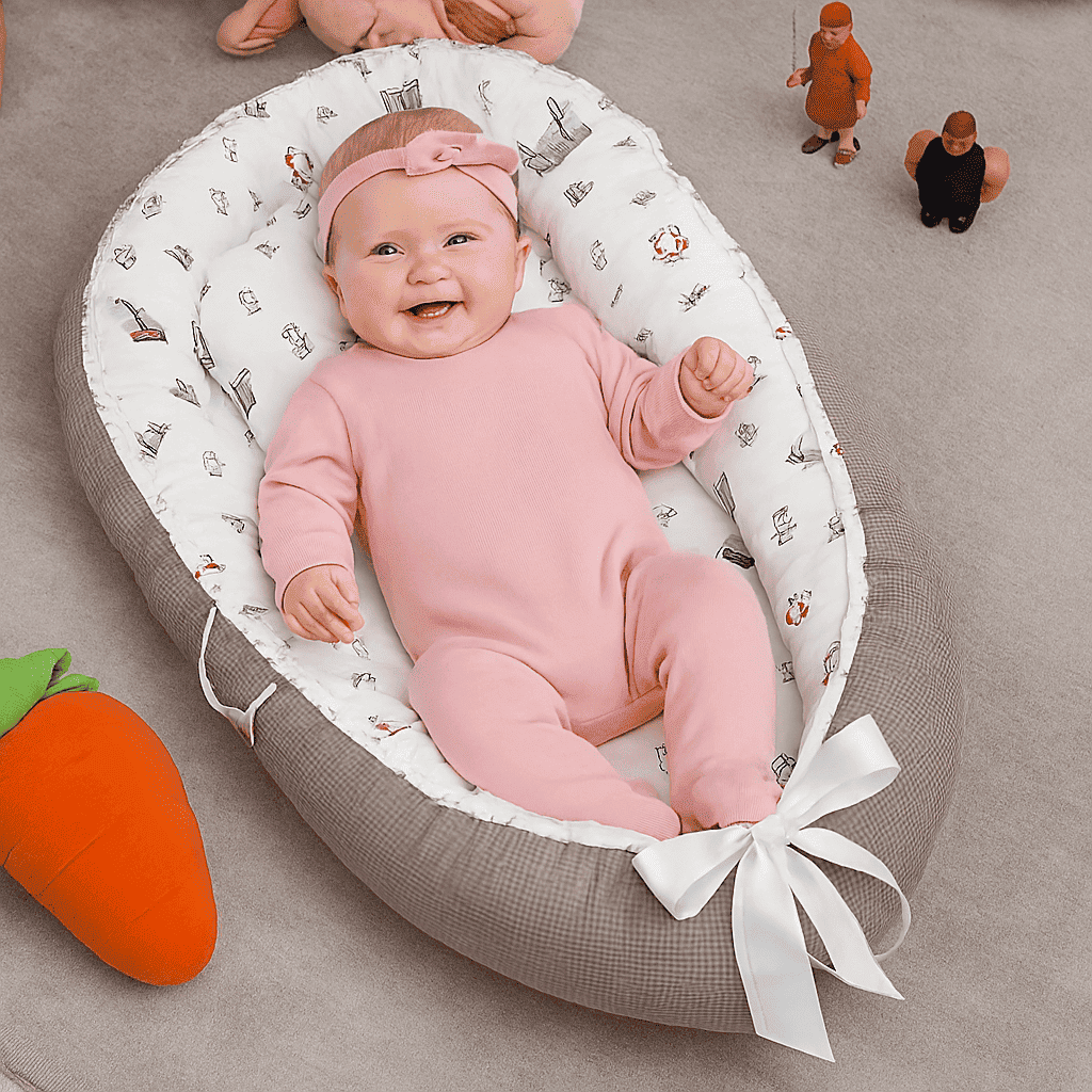 reducteur-de-lit-bebe-fille-habille-en-rose-et-souriante-coconou