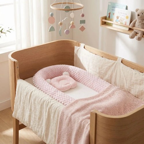reducteur-de-lit-berceau-bois-nid-rose-mobile-nurserie-douceur-Nid-apaisant