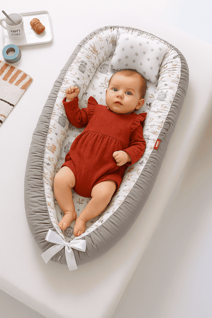 reducteur-de-lit-gris-fond-blanc-bebe-fille-eveillee-dedans-NidCoton