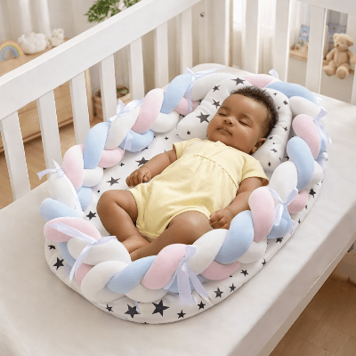 reducteur-de-lit-pour-bebe-nid-tresse-pastel-confort-bebe-en-securite-feuille-de-repos