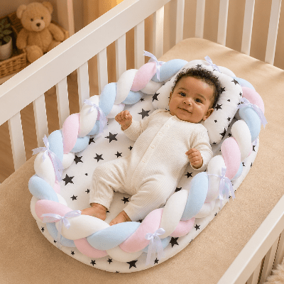 reducteur-de-lit-pour-bebe-nid-tresse-pastel-confort-nurserie-douceur-securite-feuille-de-repos