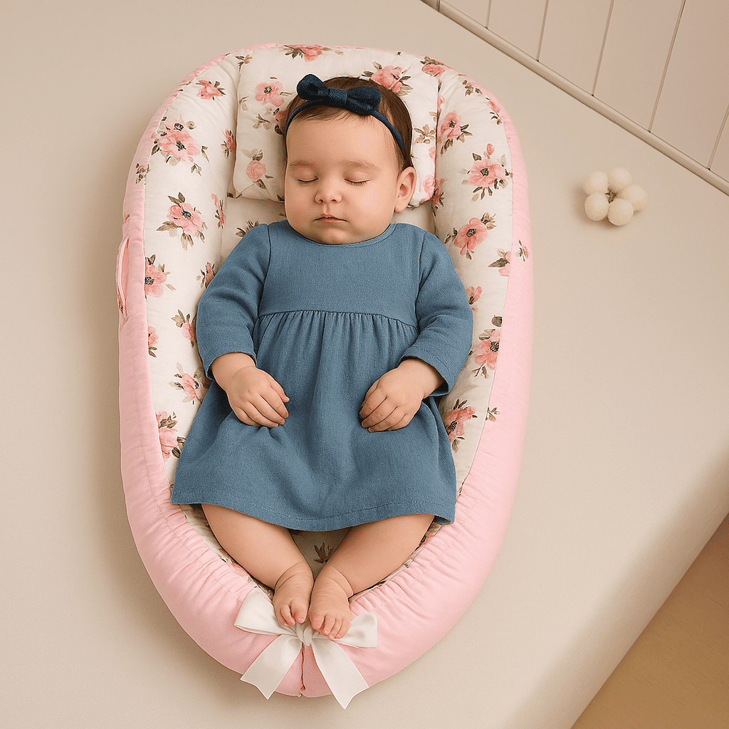 reducteur-de-lit-rose-fond-blanc-motifs-fleur-rose-bebe-fille-sereine-floral