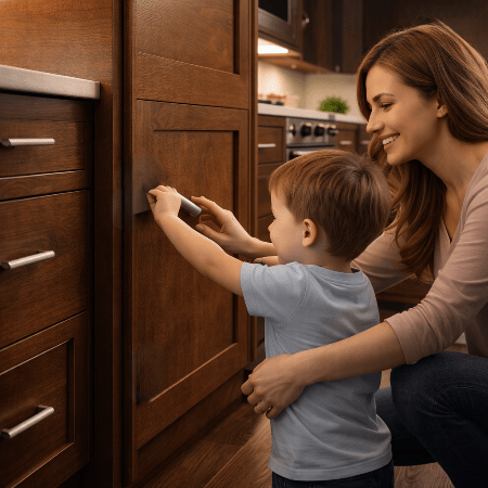 securite-placard-enfant-touche-verrou-securite-cuisine-avec-adulte-meuble-bois-fonce-bloc-halo