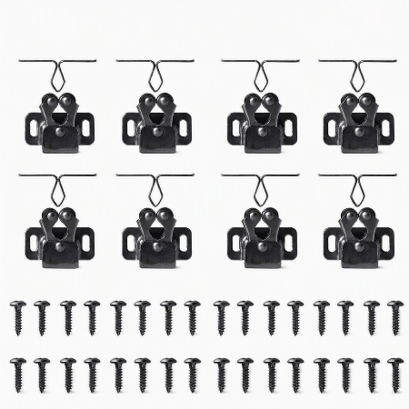 securite-placard-kit-huit-loquets-noirs-avec-nombreuses-vis-plates-ouverture-tendre