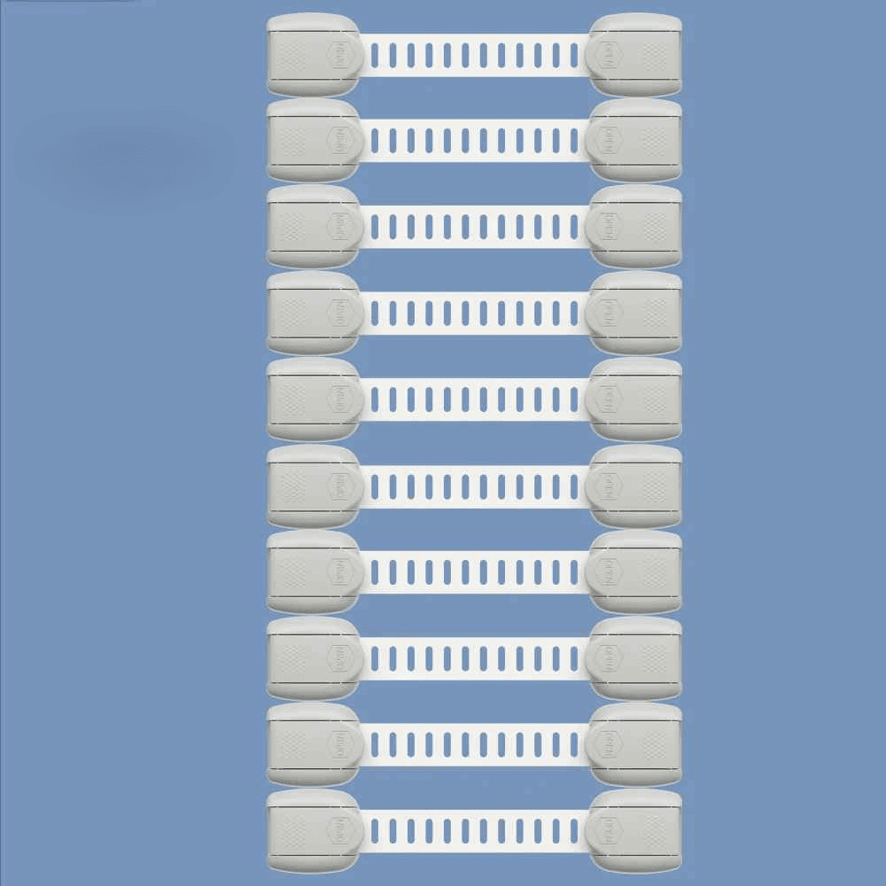 securite-placard-loquet-lot-de-dix-gris-ajustable-tiroir-cuisine-protection-cocon-tranquille