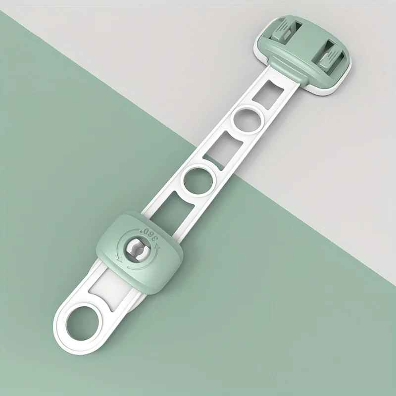securite-placard-loquet-rotatif-strap-adhesif-blanc-vert-armoire-enfant-protection-maison-sure