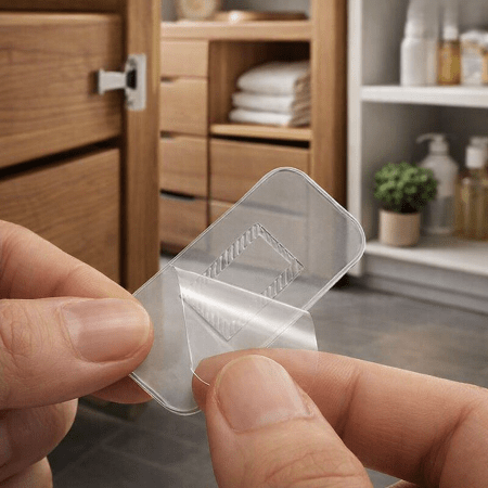securite-placard-main-retire-patch-adhesif-transparent-salle-bain-rangement-bloc-halo