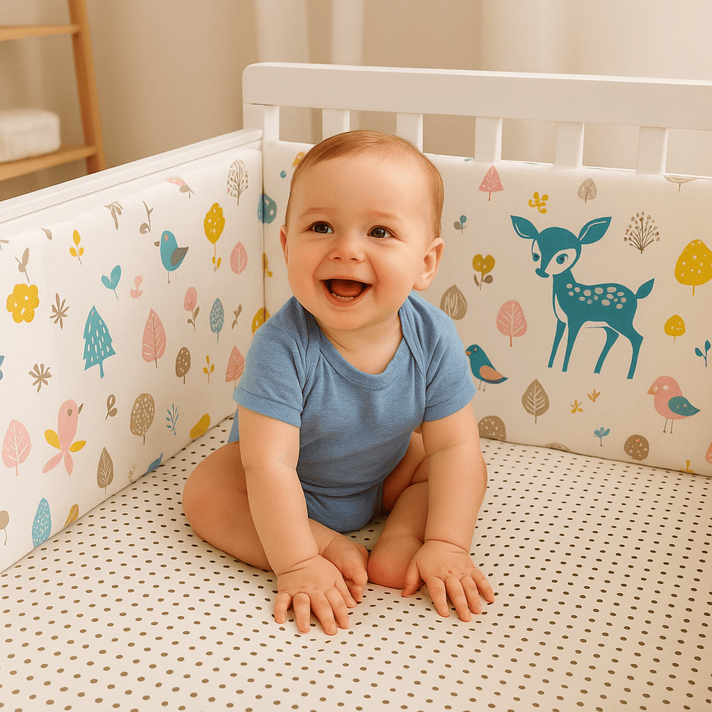 tour-de-lit-bebe-dessin-animaux-avec-bebe-souriant-dans-son-berceau-esprit-nature