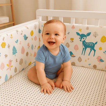 tour-de-lit-bebe-dessin-animaux-avec-bebe-souriant-dans-son-berceau-esprit-nature