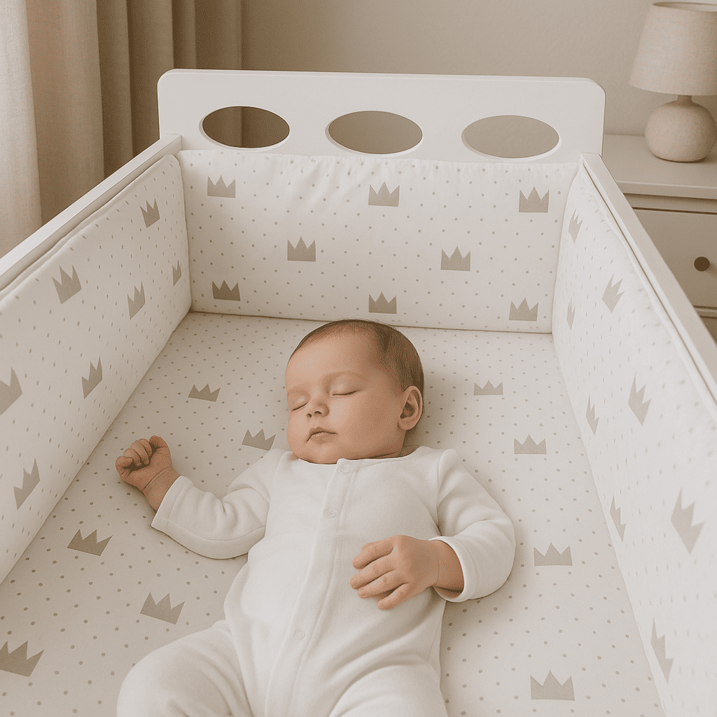 tour-de-lit-bebe-motif-couronne-gris-fond-blanc-dans-berceau-avec-bebe-petitroi