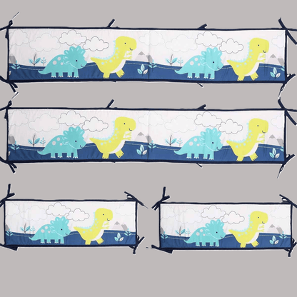 tour-de-lit-dinosaure-bleu-jaune-panneaux-protection-berceau-bebe-nurserie-rempart-plume