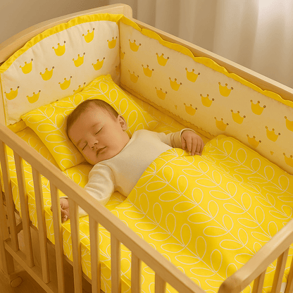 tour-de-lit-fond-blanc-avec-motif-courones-jaune-bebe-endormit-reveenclos